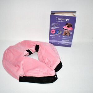 Tonqixope Inflatable Dog Cone Collar,Soft Protective Donut Collar for LARGE Pink